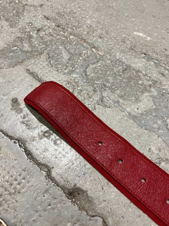 Marithé + François Girbaud Round Buckle Red Leather Belt VVuMjuQ 3