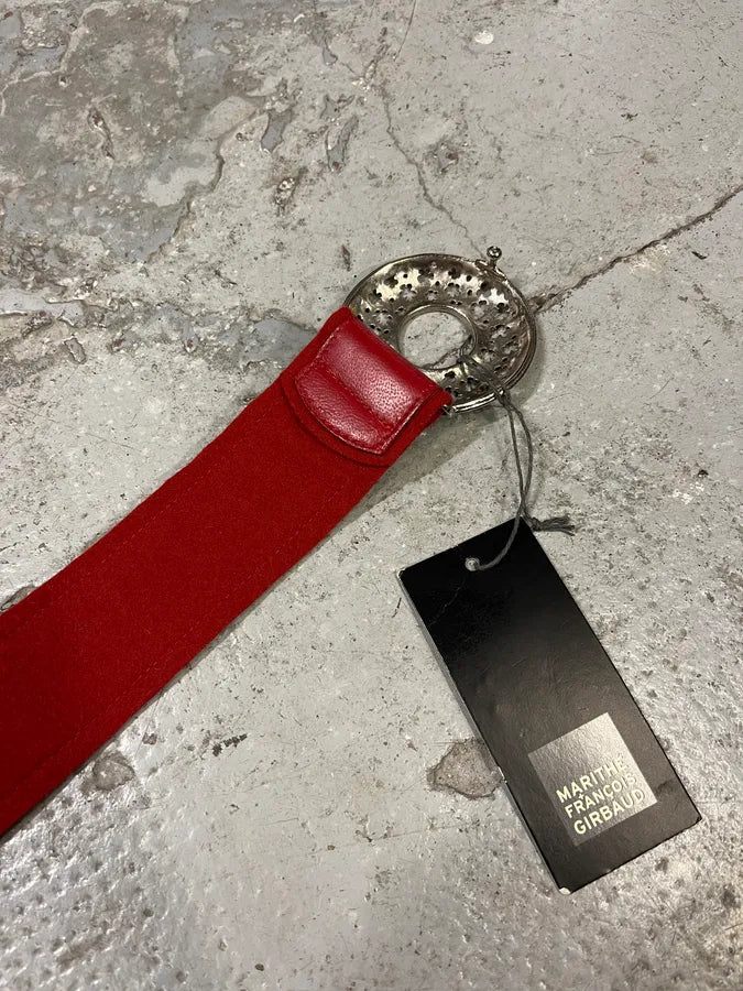 Marithé + François Girbaud Round Buckle Red Leather Belt VVuMjuQ 4