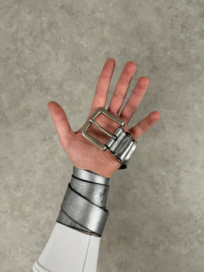 Marithé + François Girbaud Silver Leather Belt uGcnoRy 1