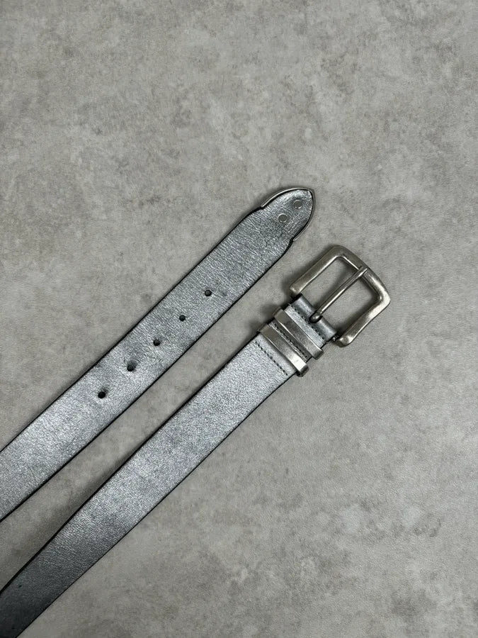 Marithé + François Girbaud Silver Leather Belt uGcnoRy 3