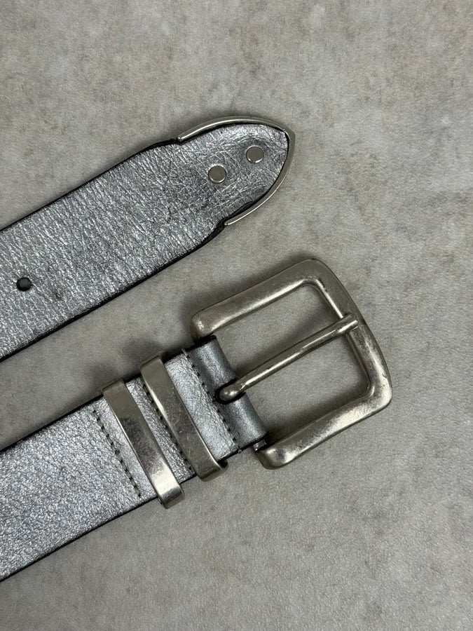 Marithé + François Girbaud Silver Leather Belt uGcnoRy 4