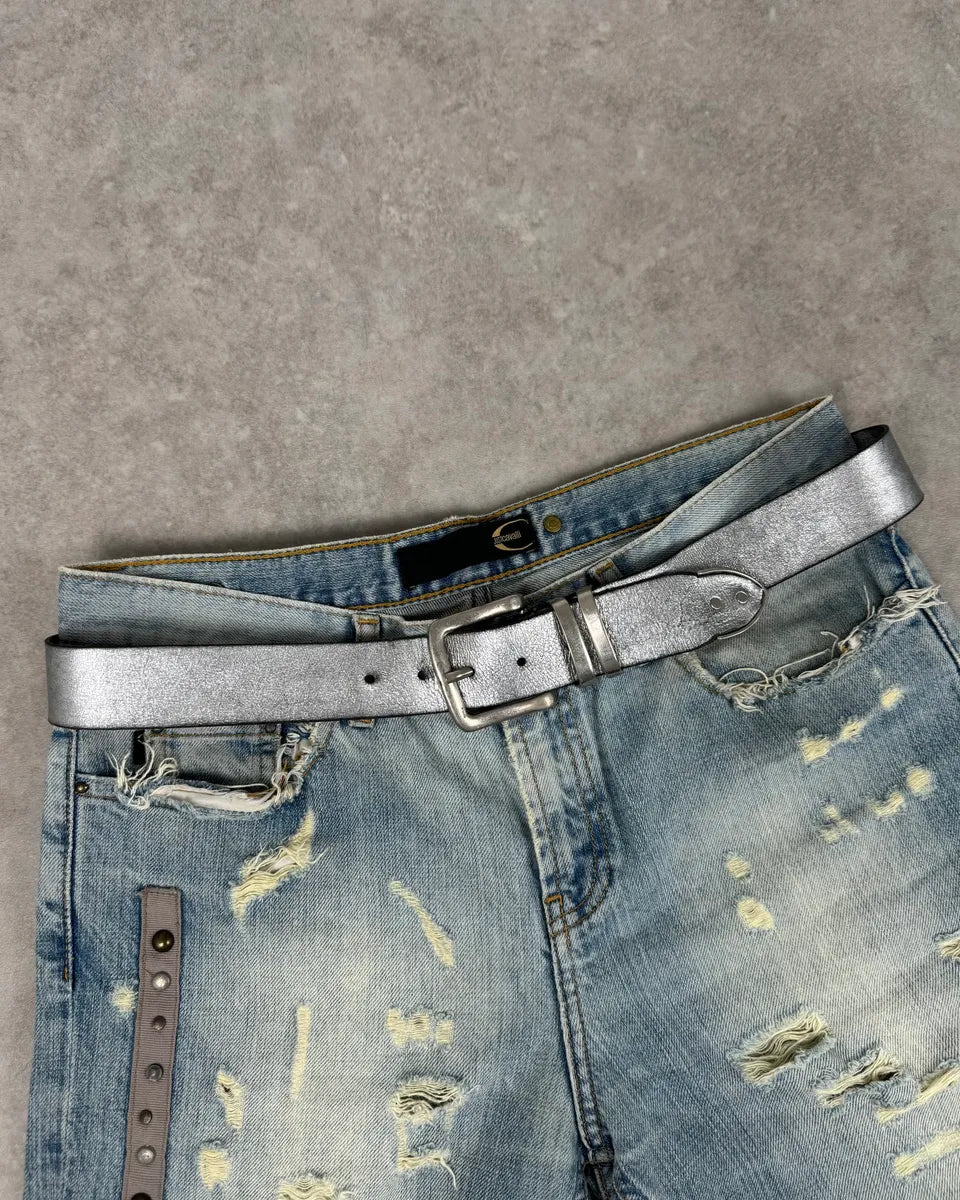 Marithé + François Girbaud Silver Leather Belt uGcnoRy 0
