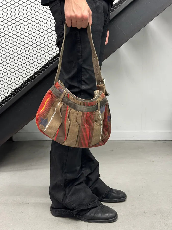 2000s Marithé + François Girbaud Olive Red Striped Military Bag CTbzfth 2
