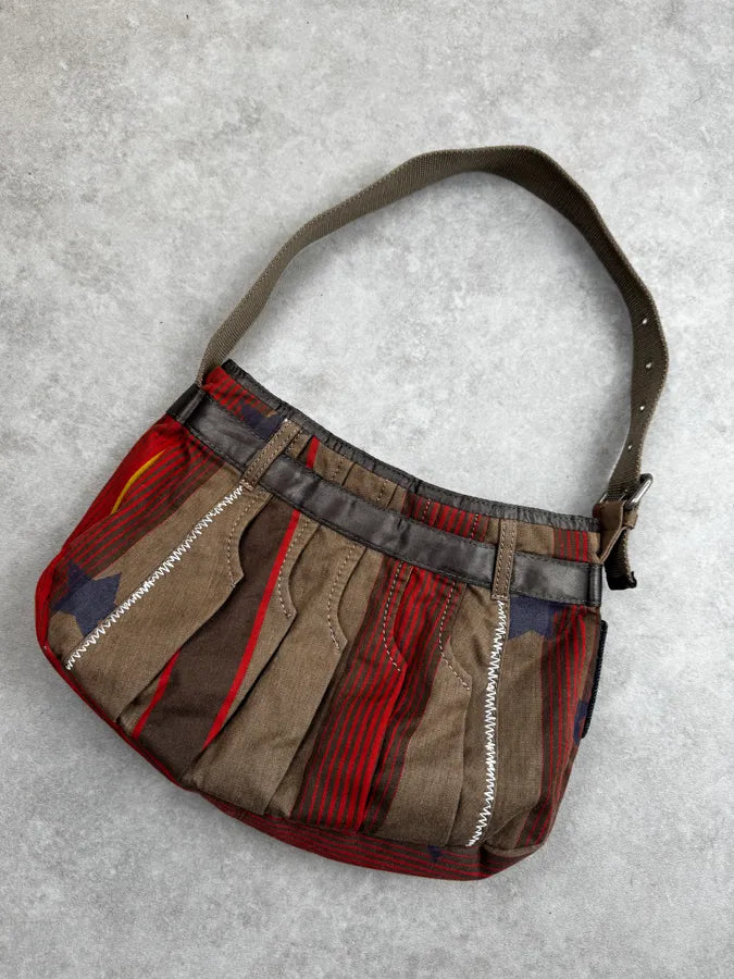 2000s Marithé + François Girbaud Olive Red Striped Military Bag CTbzfth 4