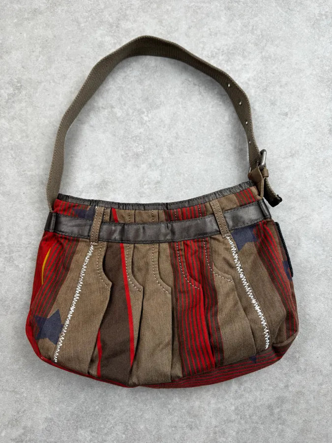 2000s Marithé + François Girbaud Olive Red Striped Military Bag CTbzfth 0