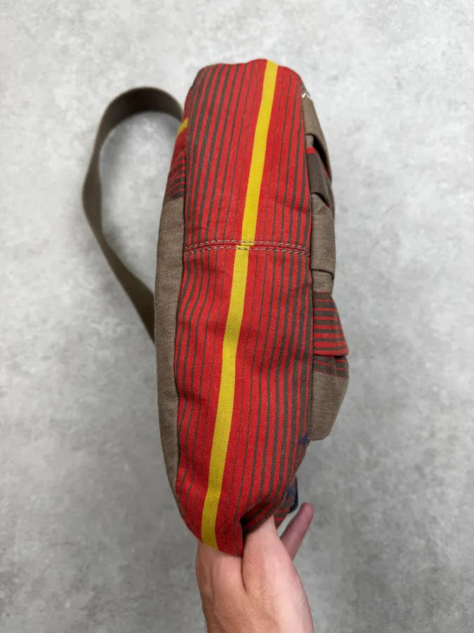 2000s Marithé + François Girbaud Olive Red Striped Military Bag CTbzfth 12