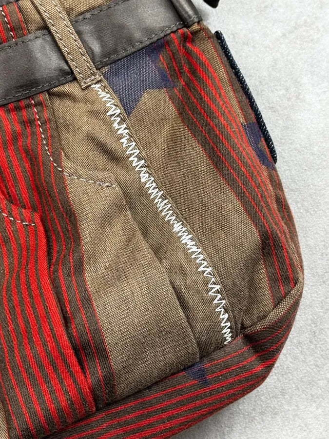 2000s Marithé + François Girbaud Olive Red Striped Military Bag CTbzfth 6