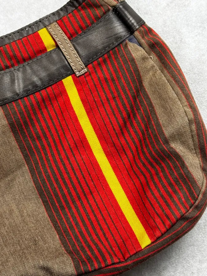 2000s Marithé + François Girbaud Olive Red Striped Military Bag CTbzfth 9
