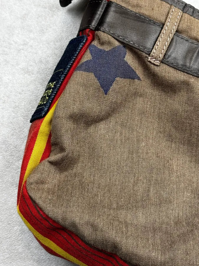 2000s Marithé + François Girbaud Olive Red Striped Military Bag CTbzfth 8