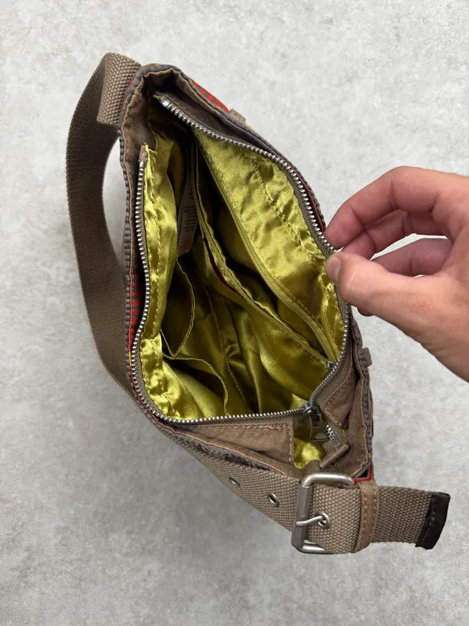 2000s Marithé + François Girbaud Olive Red Striped Military Bag CTbzfth 14