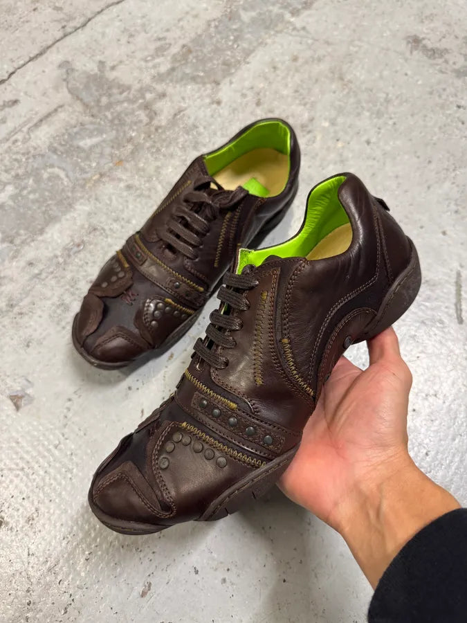 Marithé + François Girbaud Studded Wash Cacao Low Top Sneakers ktTAkpR 0