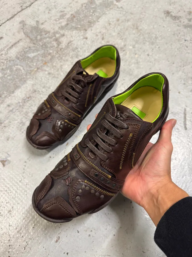 Marithé + François Girbaud Studded Wash Cacao Low Top Sneakers ktTAkpR 4