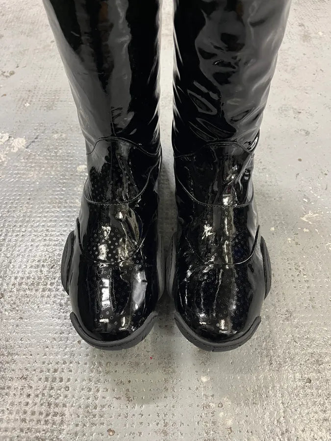 Marithé + François Girbaud Topic Leather Patent Black Boots zRJQYPt 3