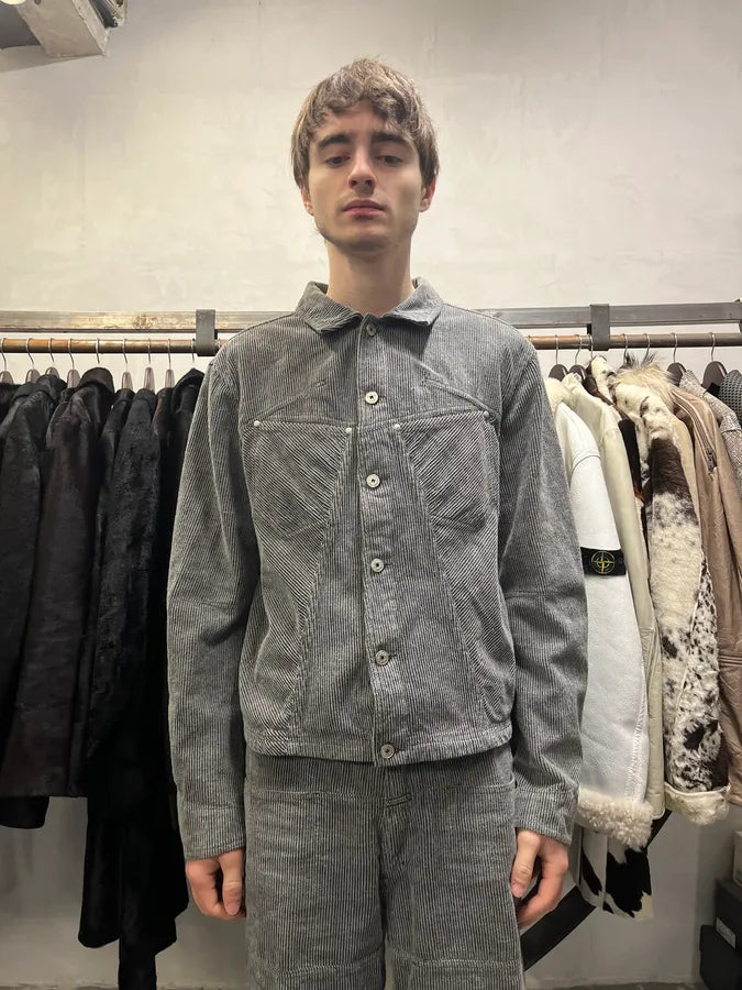 Marithé + François Girbaud Velvet Structured Grey Jacket (M) 3