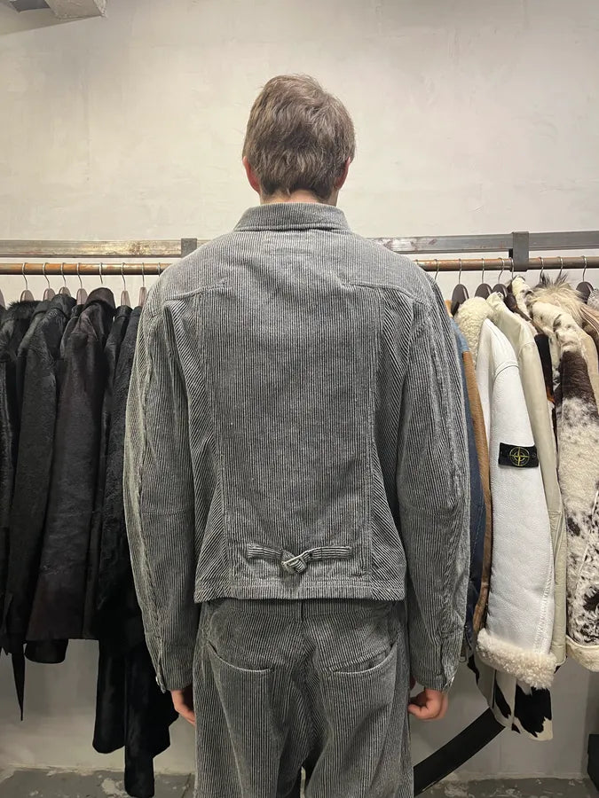 Marithé + François Girbaud Velvet Structured Grey Jacket (M) 4
