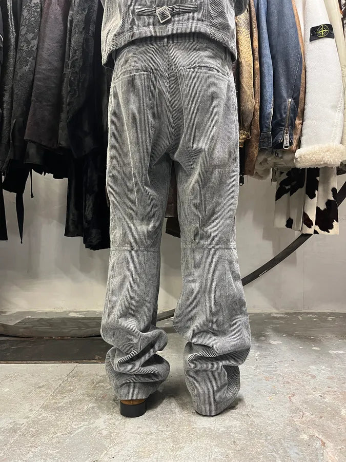 Marithé + François Girbaud Velvet Structured Grey Pants (M/L) 1