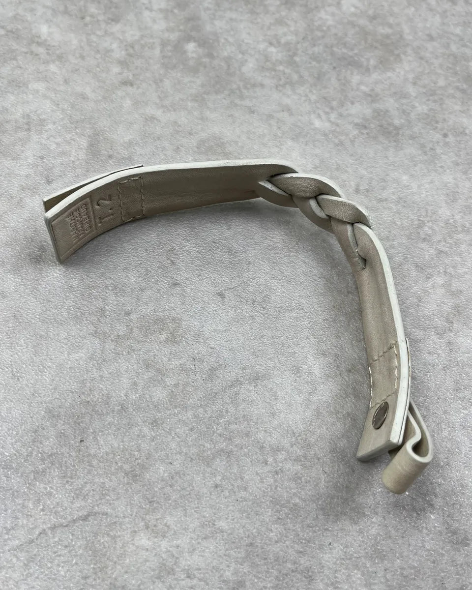 Marithé + François Girbaud White Leather Woven Braided Bracelet vOfXwiA 6