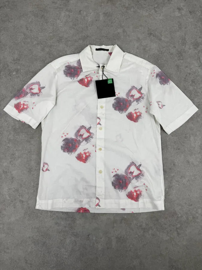 Marithé + François Girbaud White Strawberry Pattern Short-Sleeve Shirt qkAACTC 0