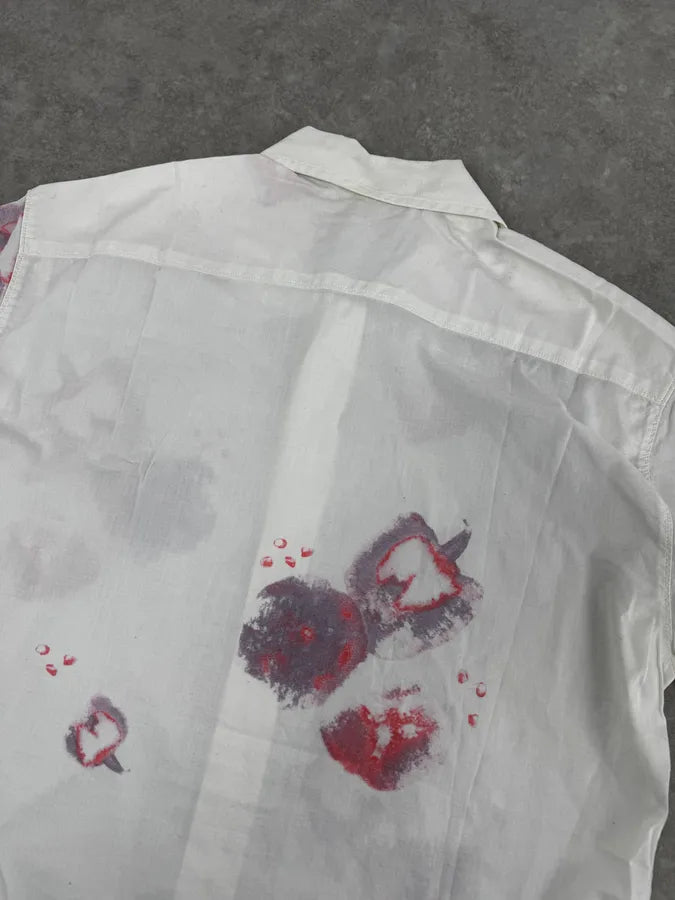 Marithé + François Girbaud White Strawberry Pattern Short-Sleeve Shirt qkAACTC 5