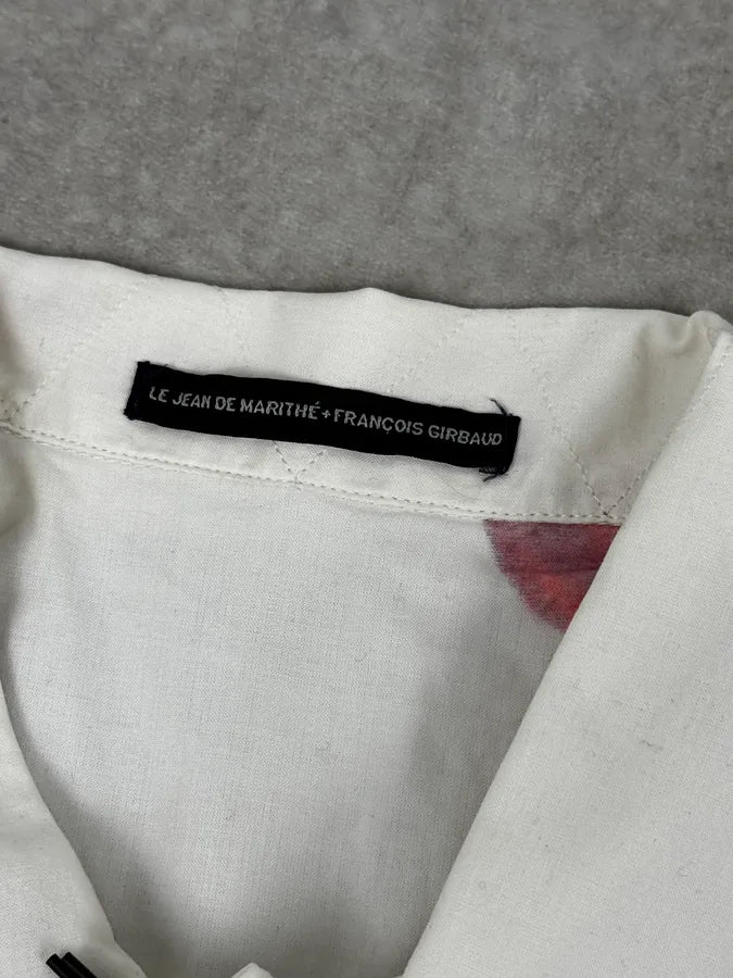 Marithé + François Girbaud White Strawberry Pattern Short-Sleeve Shirt qkAACTC 11