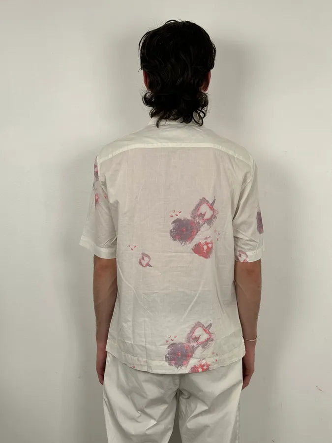 Marithé + François Girbaud White Strawberry Pattern Short-Sleeve Shirt qkAACTC 2