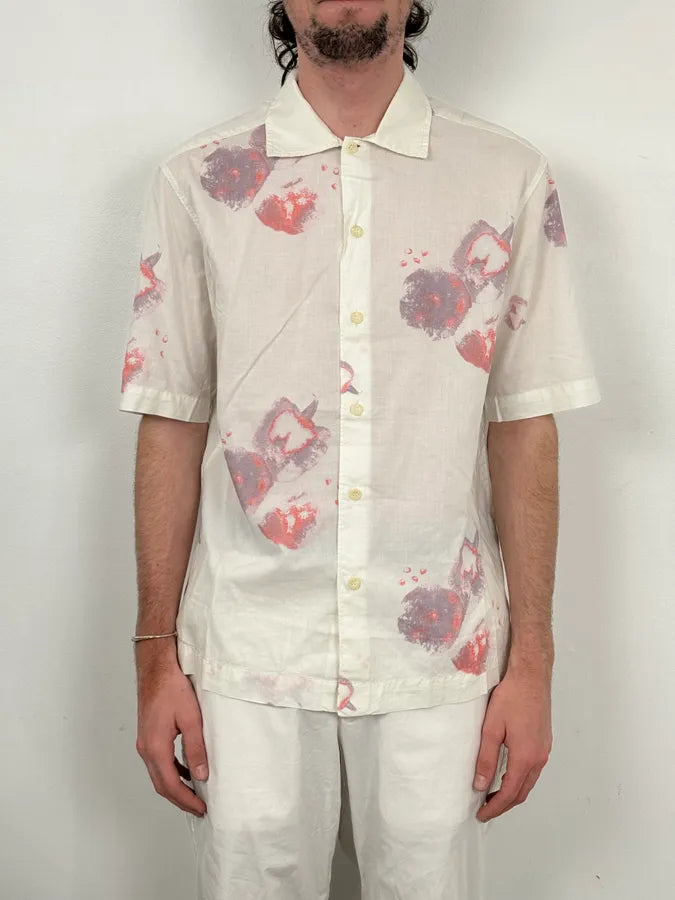 Marithé + François Girbaud White Strawberry Pattern Short-Sleeve Shirt qkAACTC 1