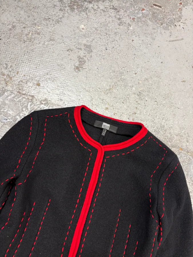 2000s Marithé & François Girbaud Black Wool Contrast Stitch Cardigan cKmXavQ 3