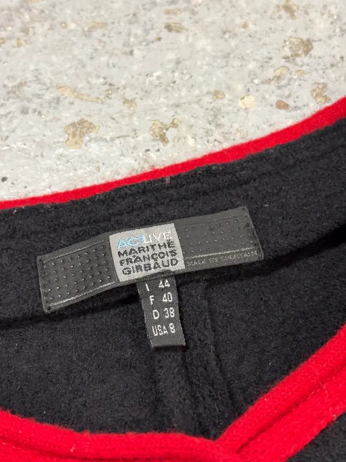 2000s Marithé & François Girbaud Black Wool Contrast Stitch Cardigan cKmXavQ 7
