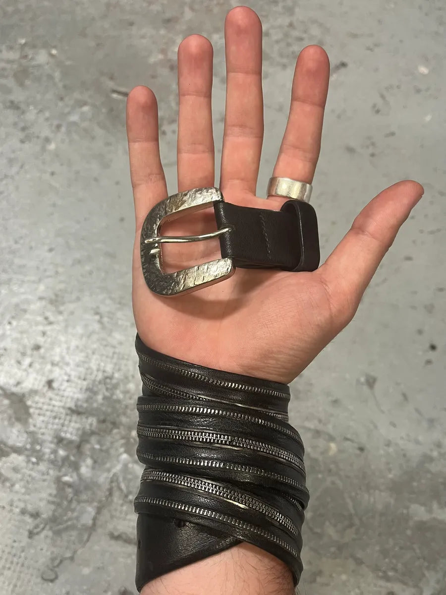 Marithé et François Girbaud Brutalist Buckle Zip Leather Belt (OS) mLpeDiK 0