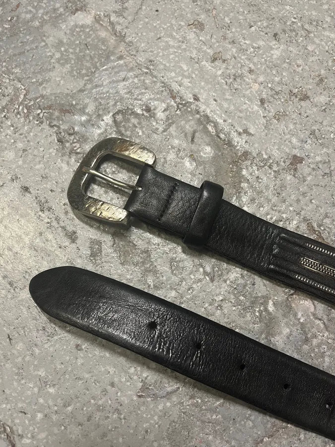 Marithé et François Girbaud Brutalist Buckle Zip Leather Belt (OS) mLpeDiK 3