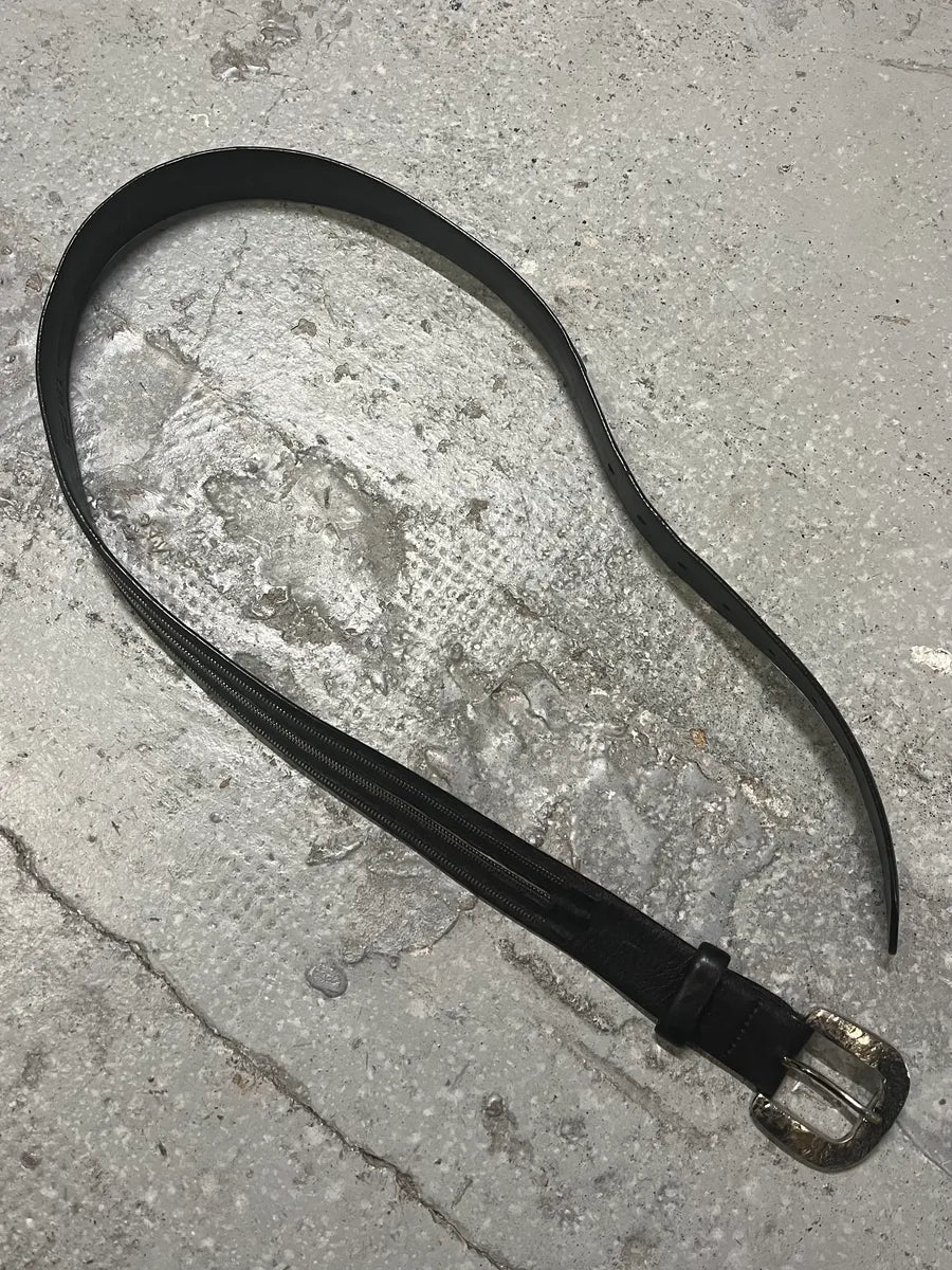 Marithé et François Girbaud Brutalist Buckle Zip Leather Belt (OS) mLpeDiK 7