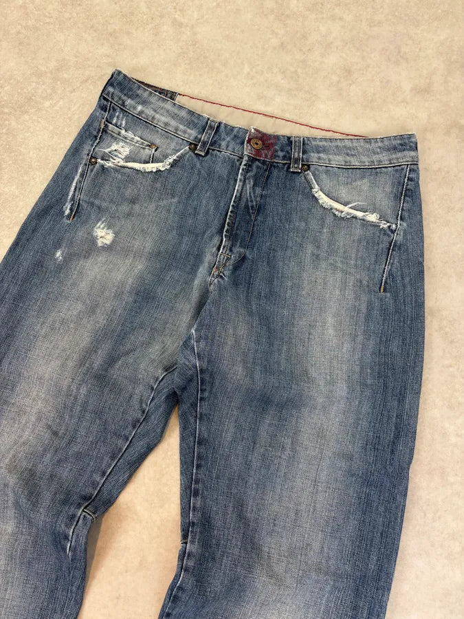 2000s Marithé + François Girbaud Distressed Wide Leg Denim Jeans PfEggWo 5