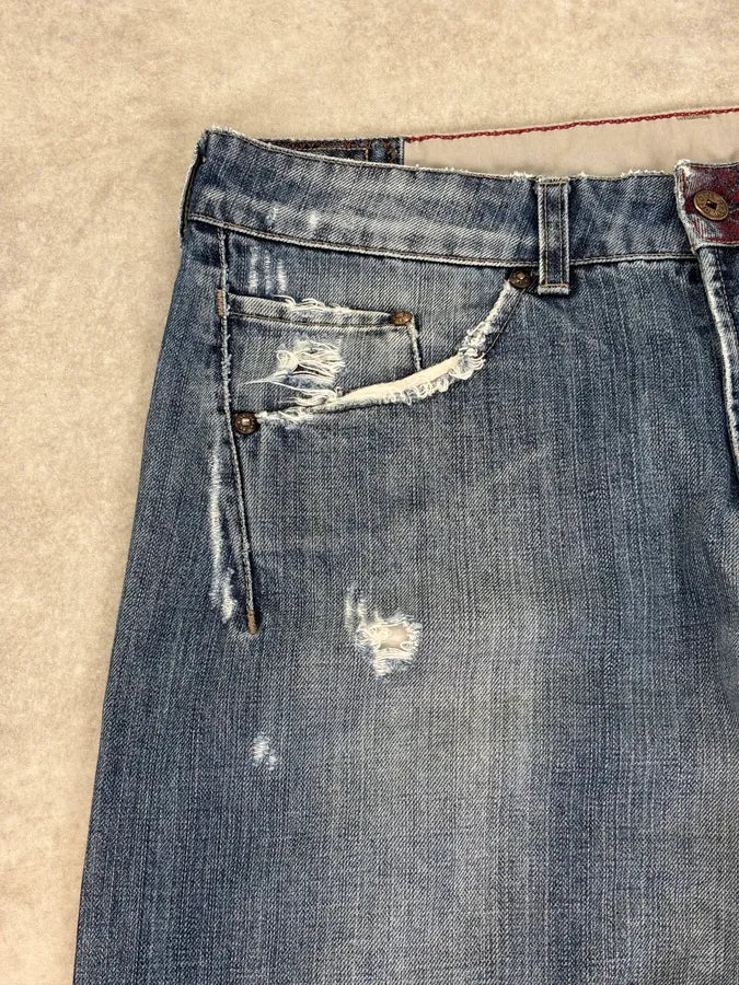 2000s Marithé + François Girbaud Distressed Wide Leg Denim Jeans PfEggWo 8