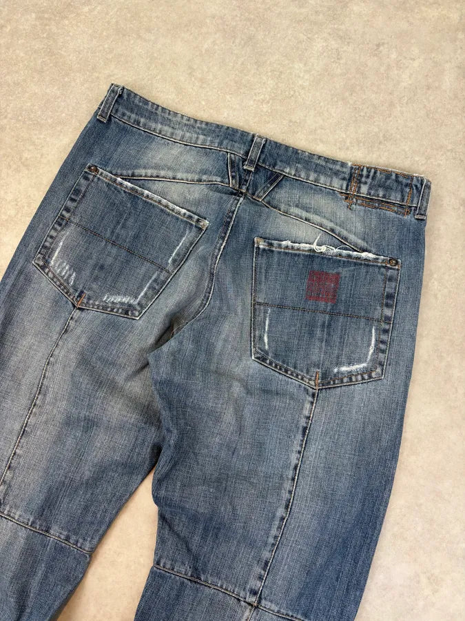 2000s Marithé + François Girbaud Distressed Wide Leg Denim Jeans PfEggWo 6