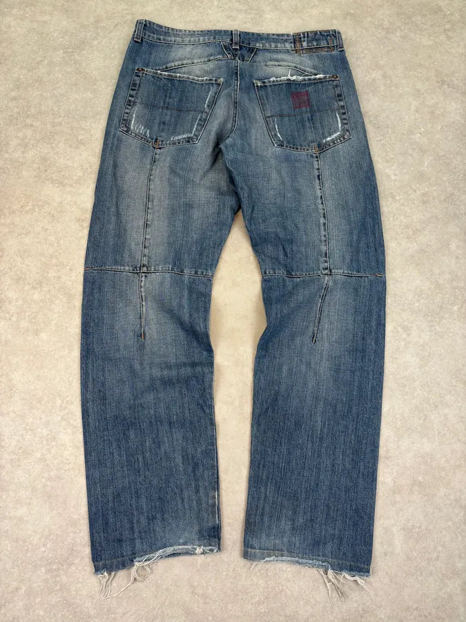 2000s Marithé + François Girbaud Distressed Wide Leg Denim Jeans PfEggWo 0