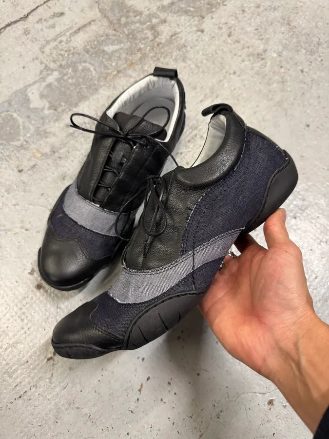 Marithé François Girbaud Leather Denim Brut Low Top Sneakers baoMXTu 0