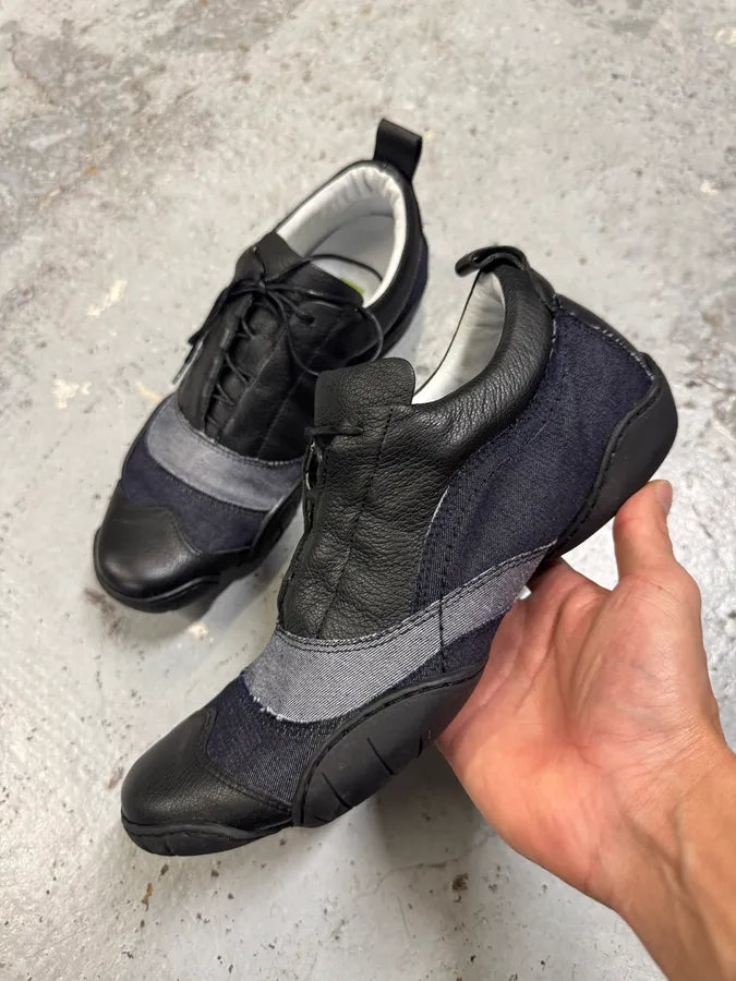 Marithé François Girbaud Leather Denim Brut Low Top Sneakers ihYksRh 0