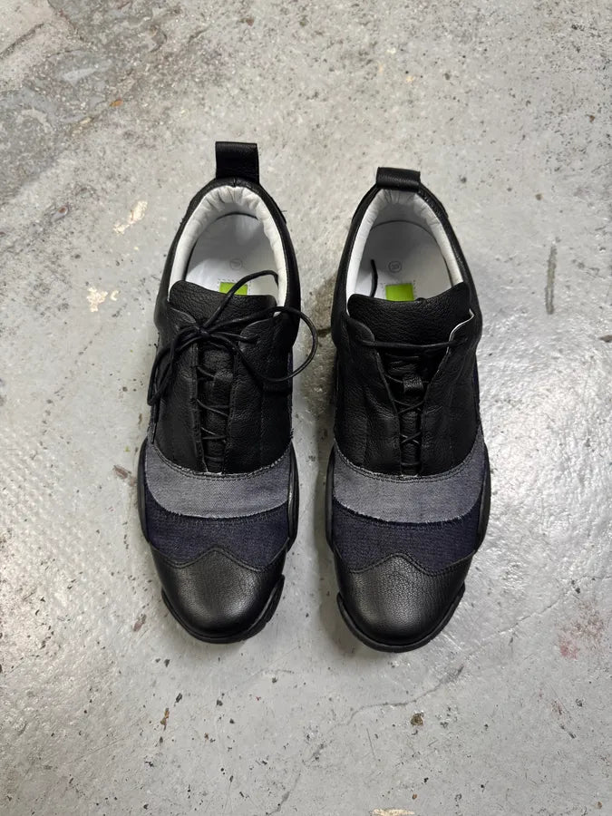 Marithé François Girbaud Leather Denim Brut Low Top Sneakers ihYksRh 2