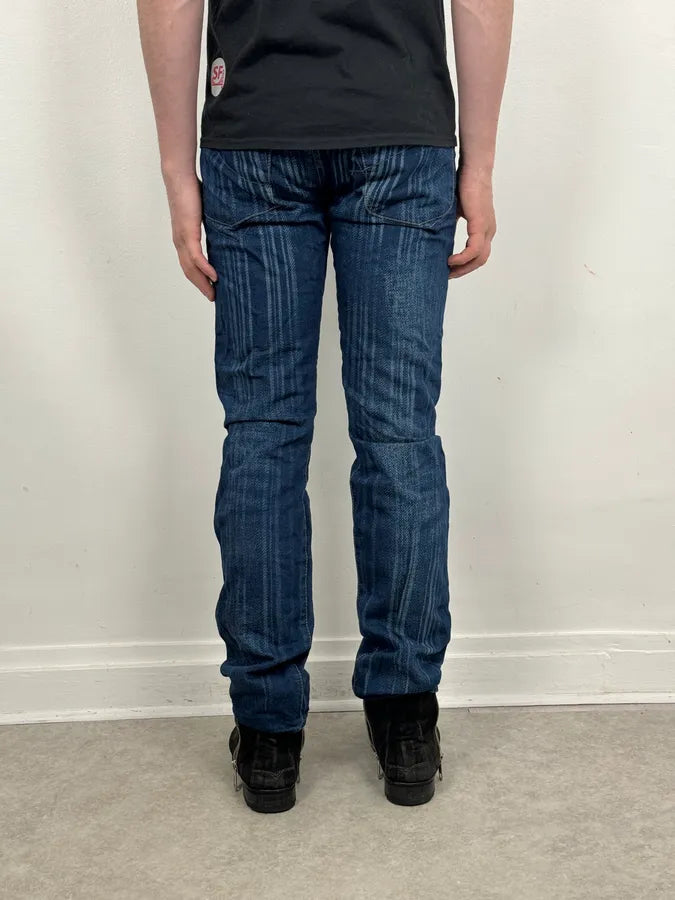 Marithe + Francois Girbaud Blue Lined Denim Jeans ccDuTlk 3