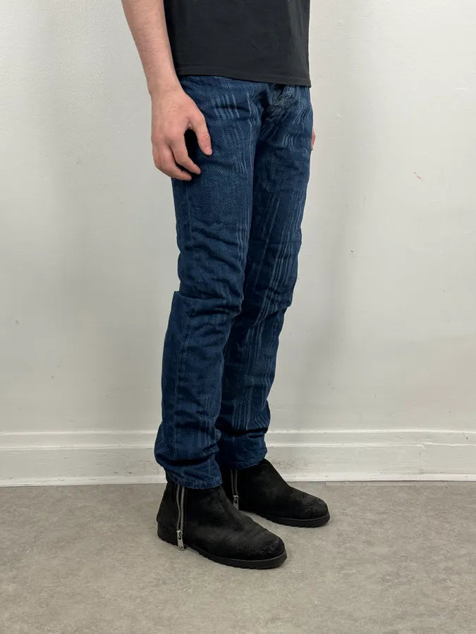 Marithe + Francois Girbaud Blue Lined Denim Jeans ccDuTlk 2