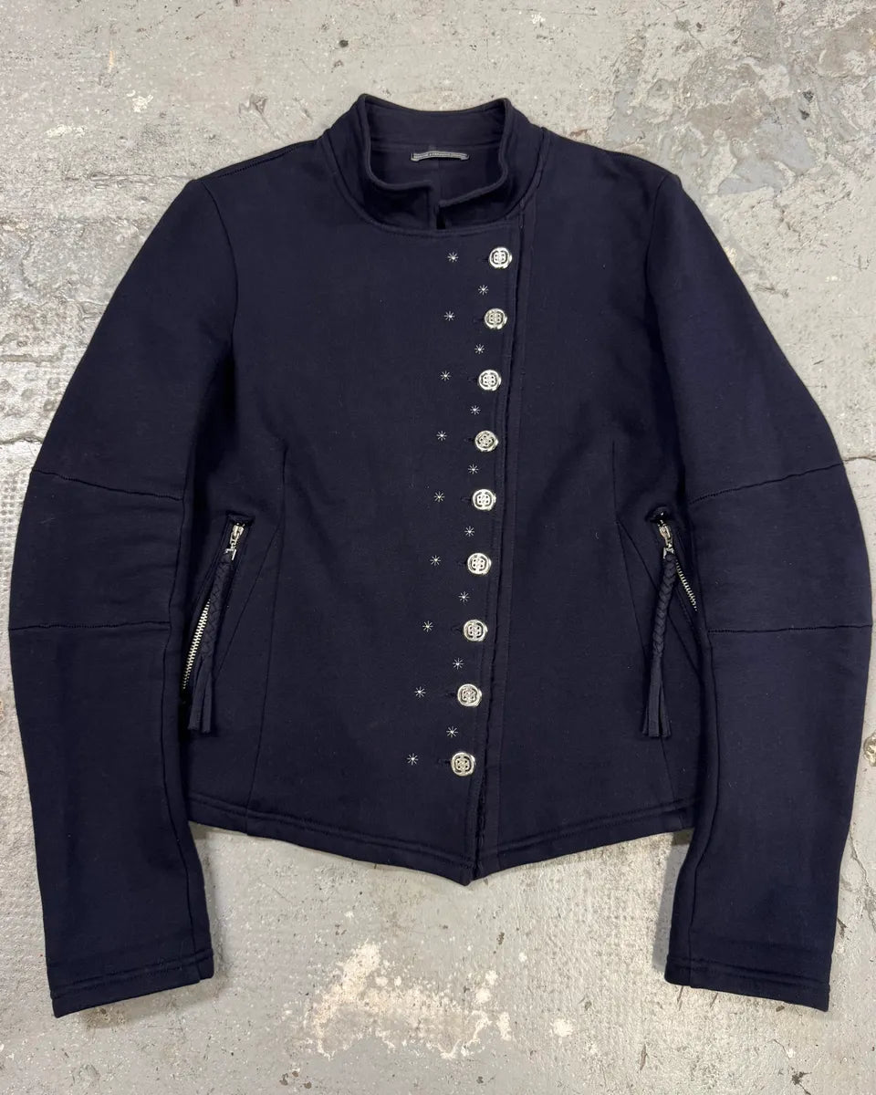 Marithe + Francois Girbaud Navy Asymmetrical Buttoned Cardigan (S/M) ulQzPkU 0