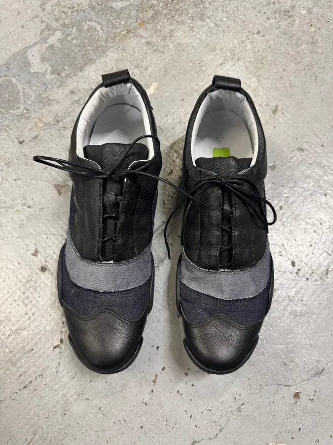 Marithé + François Girbaud Leather Denim Brut Low Top Sneakers baoMXTu 2