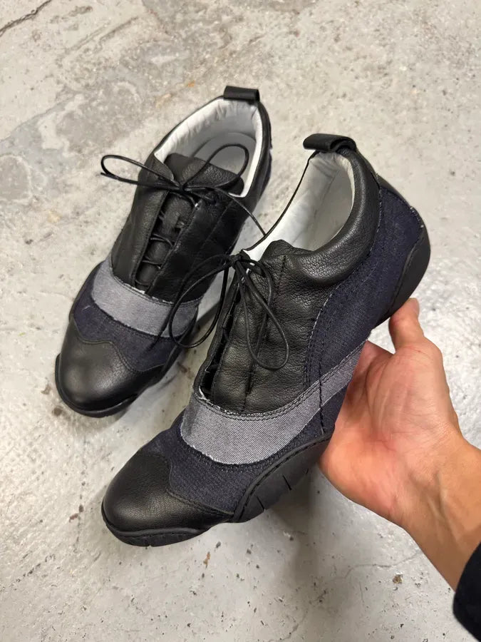 Marithé + François Girbaud Leather Denim Brut Low Top Sneakers baoMXTu 3