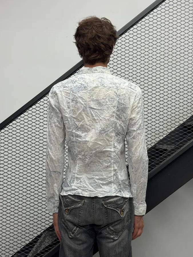 2000s Marithé + François Girbaud White Hysteric Clouds Shirt XlqBtHf 2