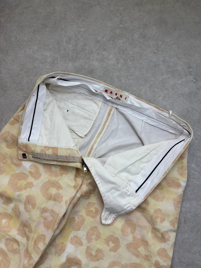 SS2021 Marni Beige Leopard Print Wide-Leg Pants AvasXqx 9