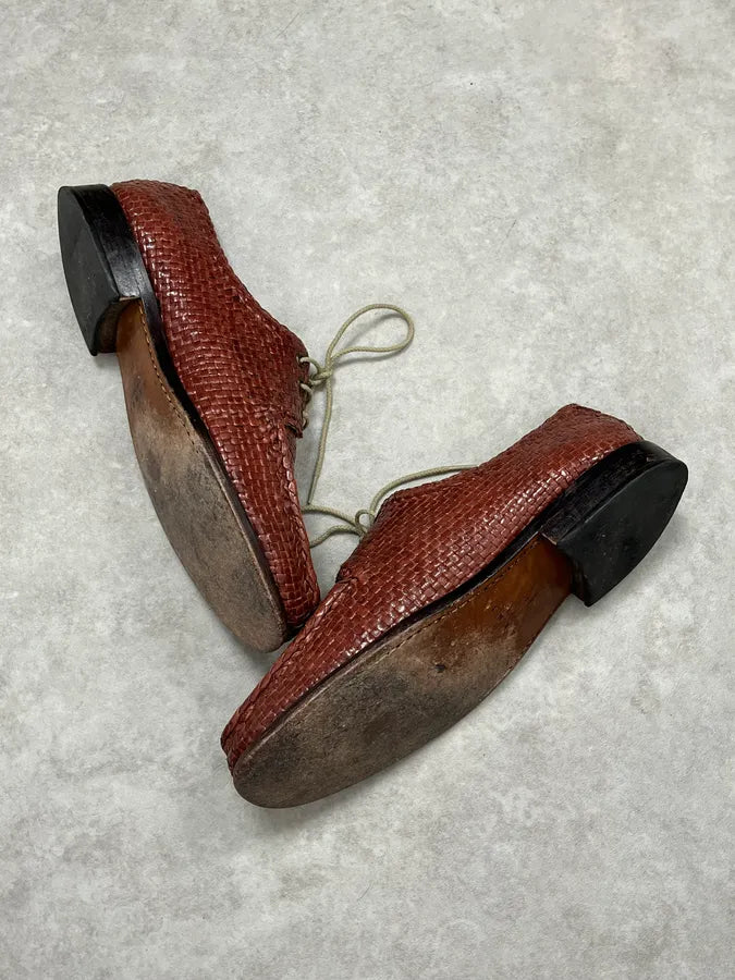 Marni Brown Woven Leather Derby Loafers Shoes Dzzmctm 3