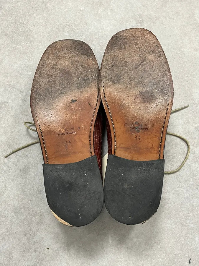 Marni Brown Woven Leather Derby Loafers Shoes Dzzmctm 5
