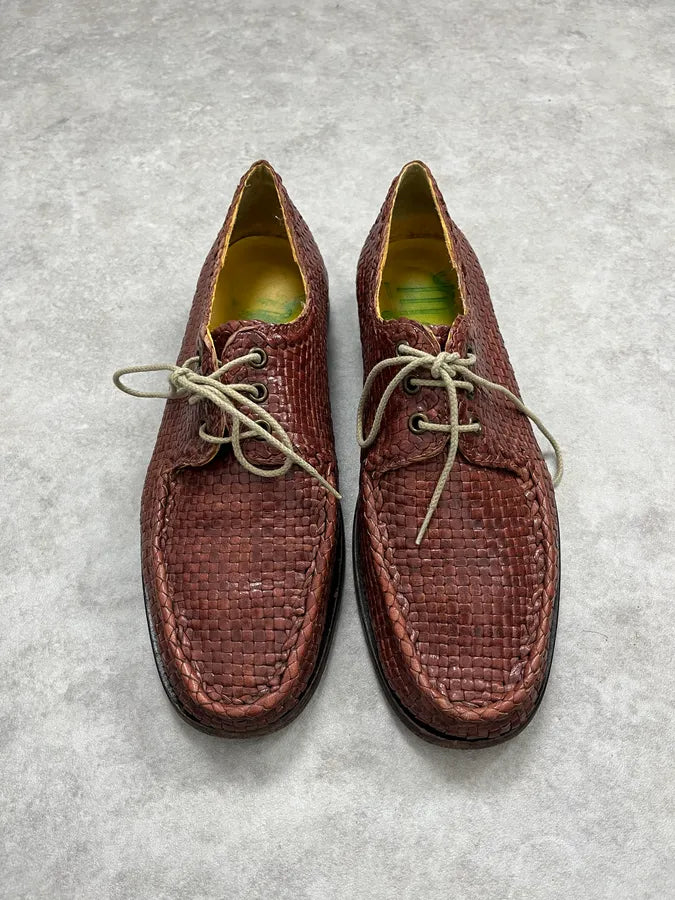 Marni Brown Woven Leather Derby Loafers Shoes Dzzmctm 1