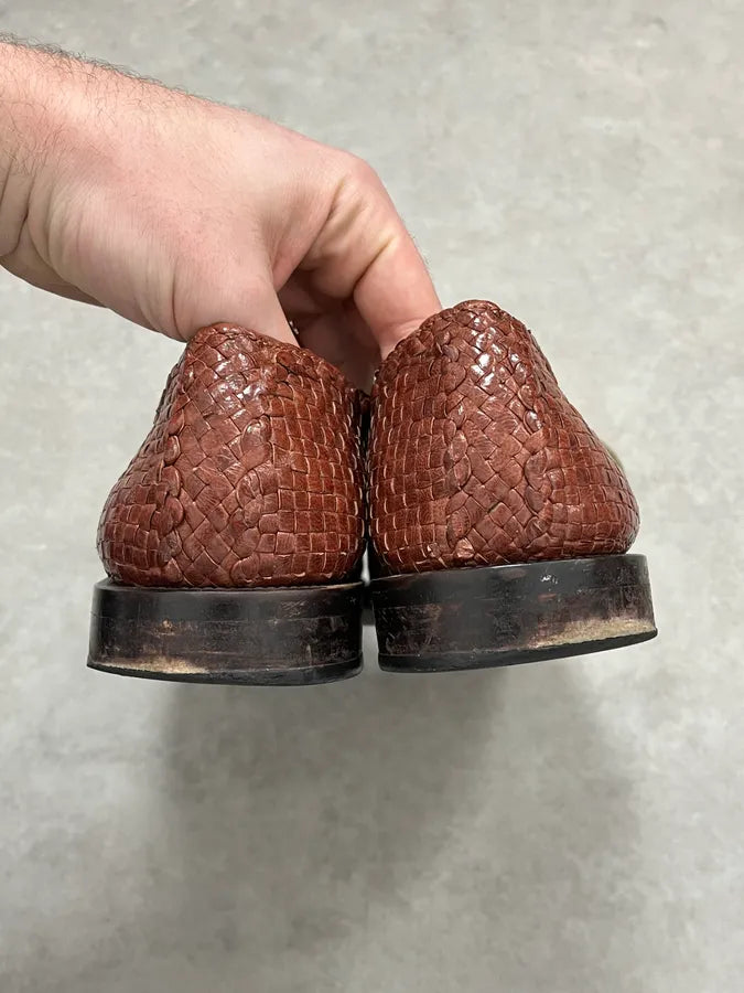 Marni Brown Woven Leather Derby Loafers Shoes Dzzmctm 6