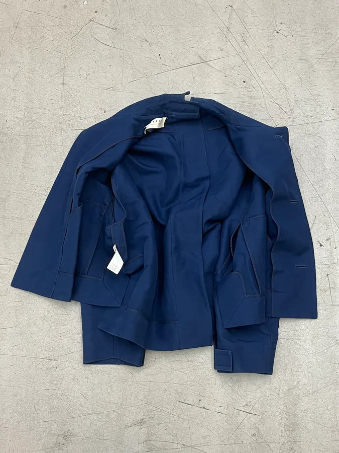 Marni Navy Front Cropped Buttoned Blend Jacket fxbUyfK 7